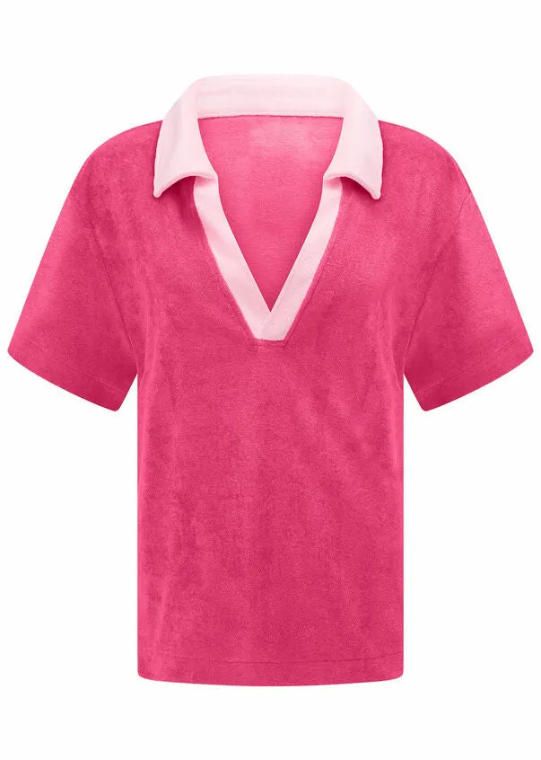 Terry Towelling Cropped Polo Tee