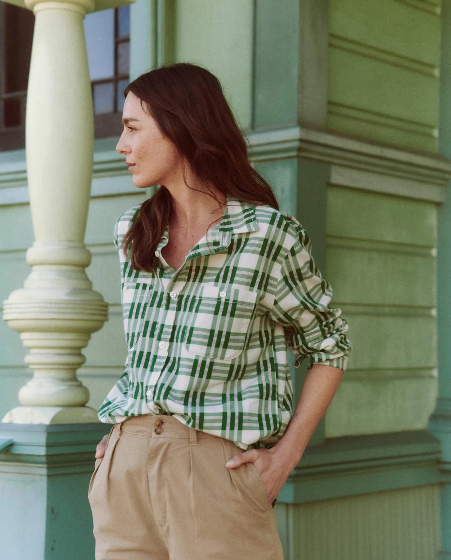 The Harbor Shirt. -- Bright Green Pioneer Plaid