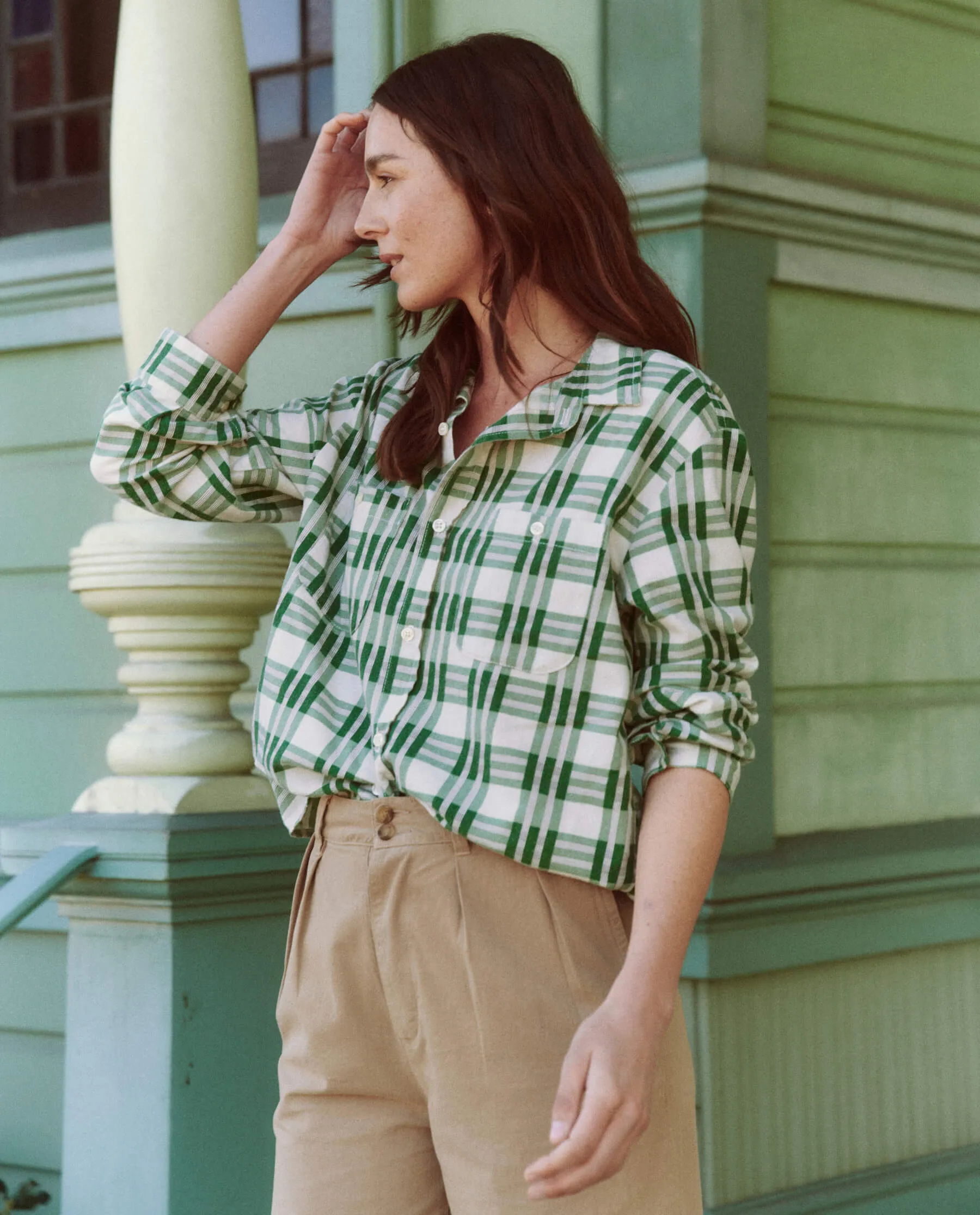 The Harbor Shirt. -- Bright Green Pioneer Plaid