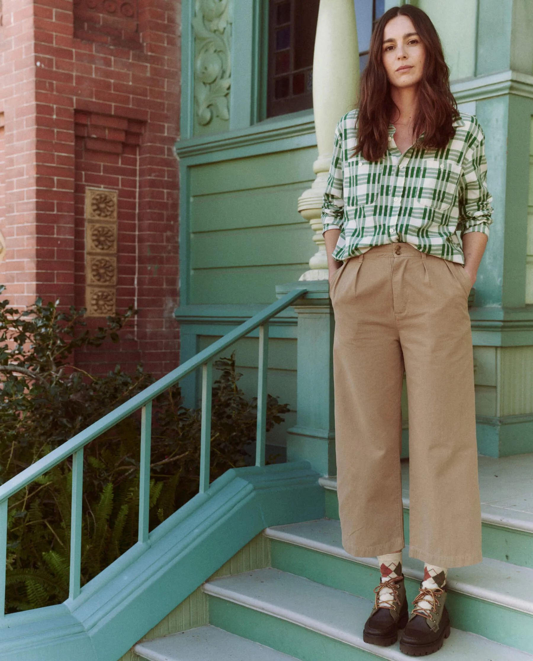 The Harbor Shirt. -- Bright Green Pioneer Plaid