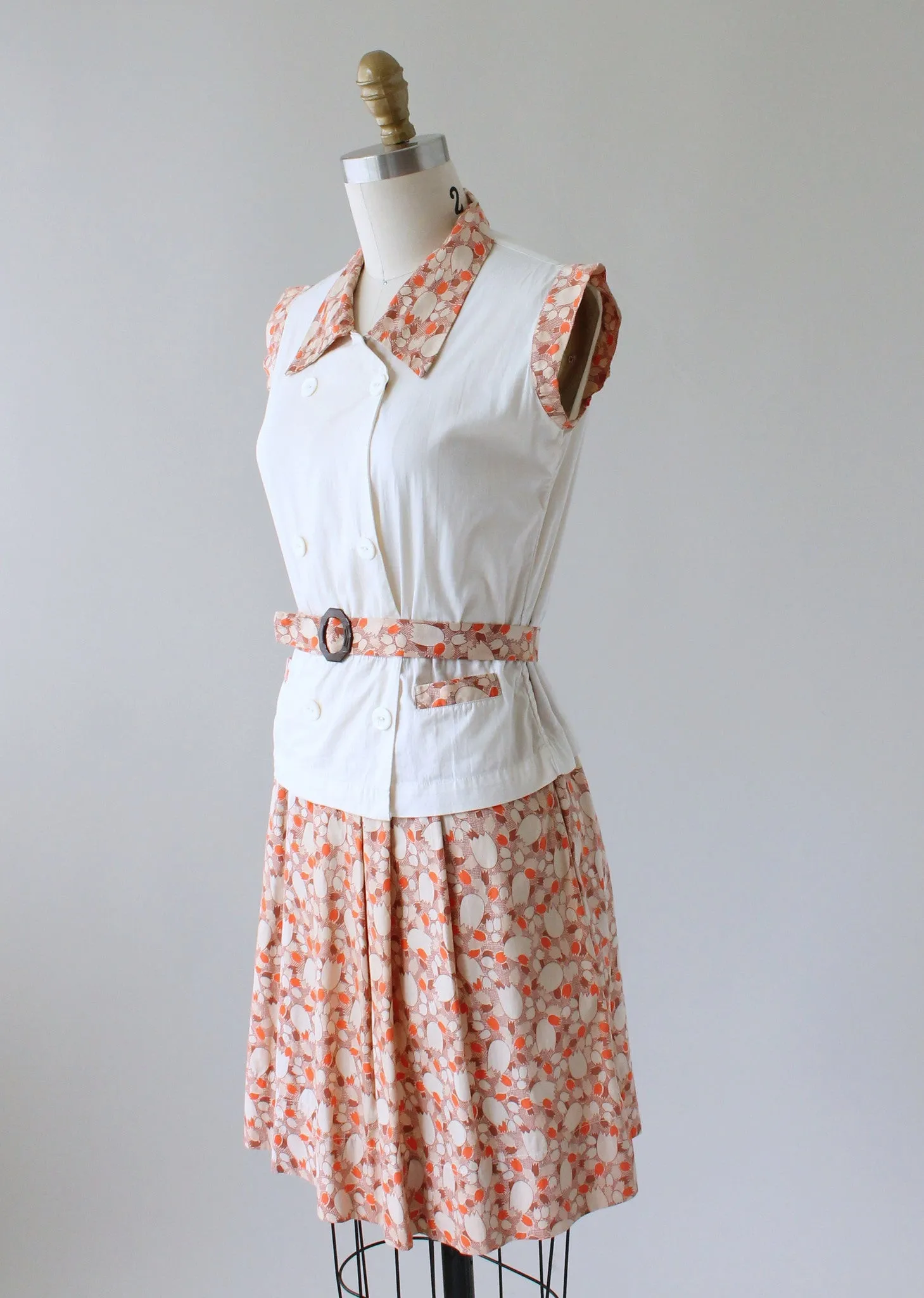 Vintage 1930s Feedsack Cotton Day Dress