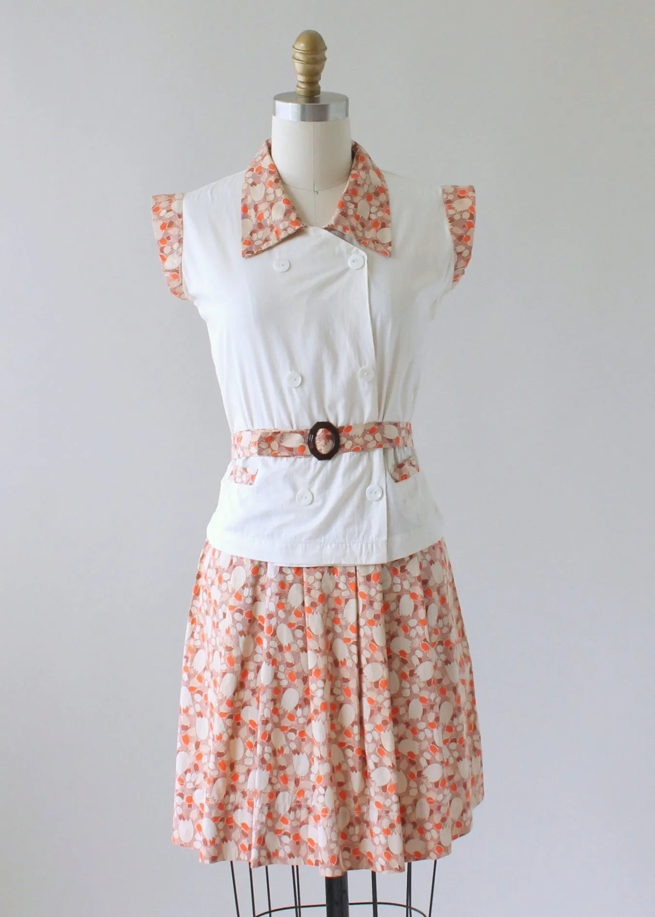 Vintage 1930s Feedsack Cotton Day Dress