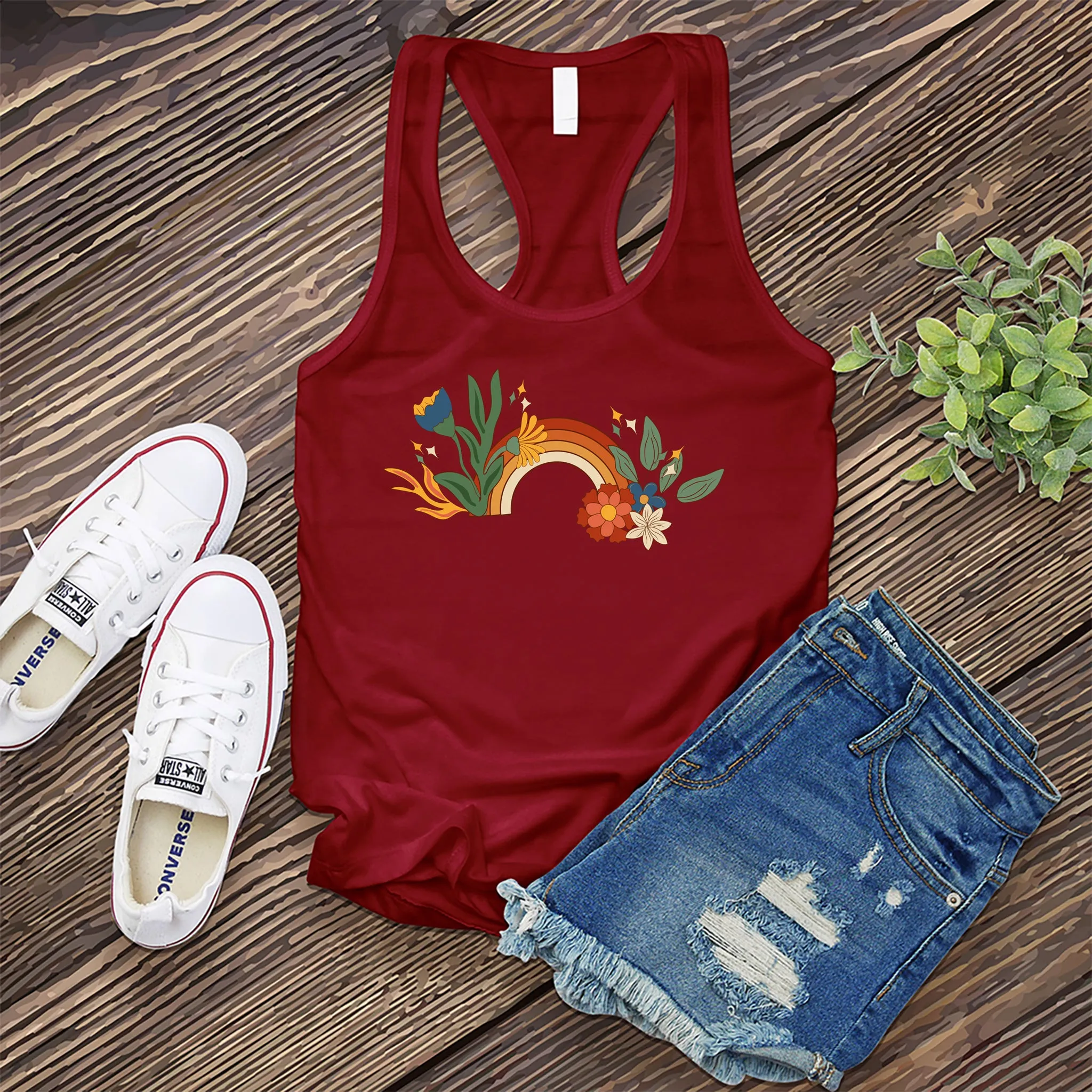 Vintage Floral Rainbow Women's Tank Top