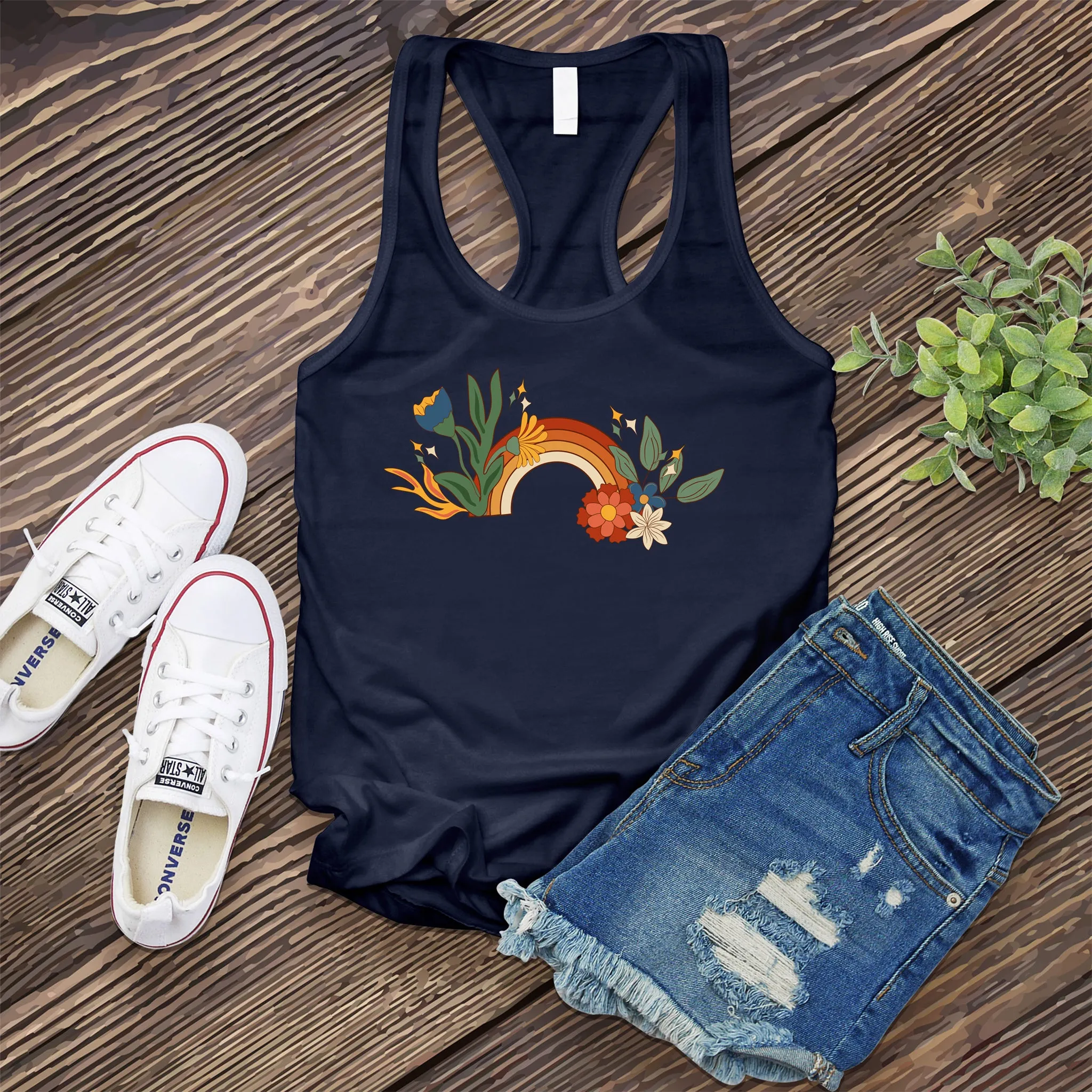 Vintage Floral Rainbow Women's Tank Top