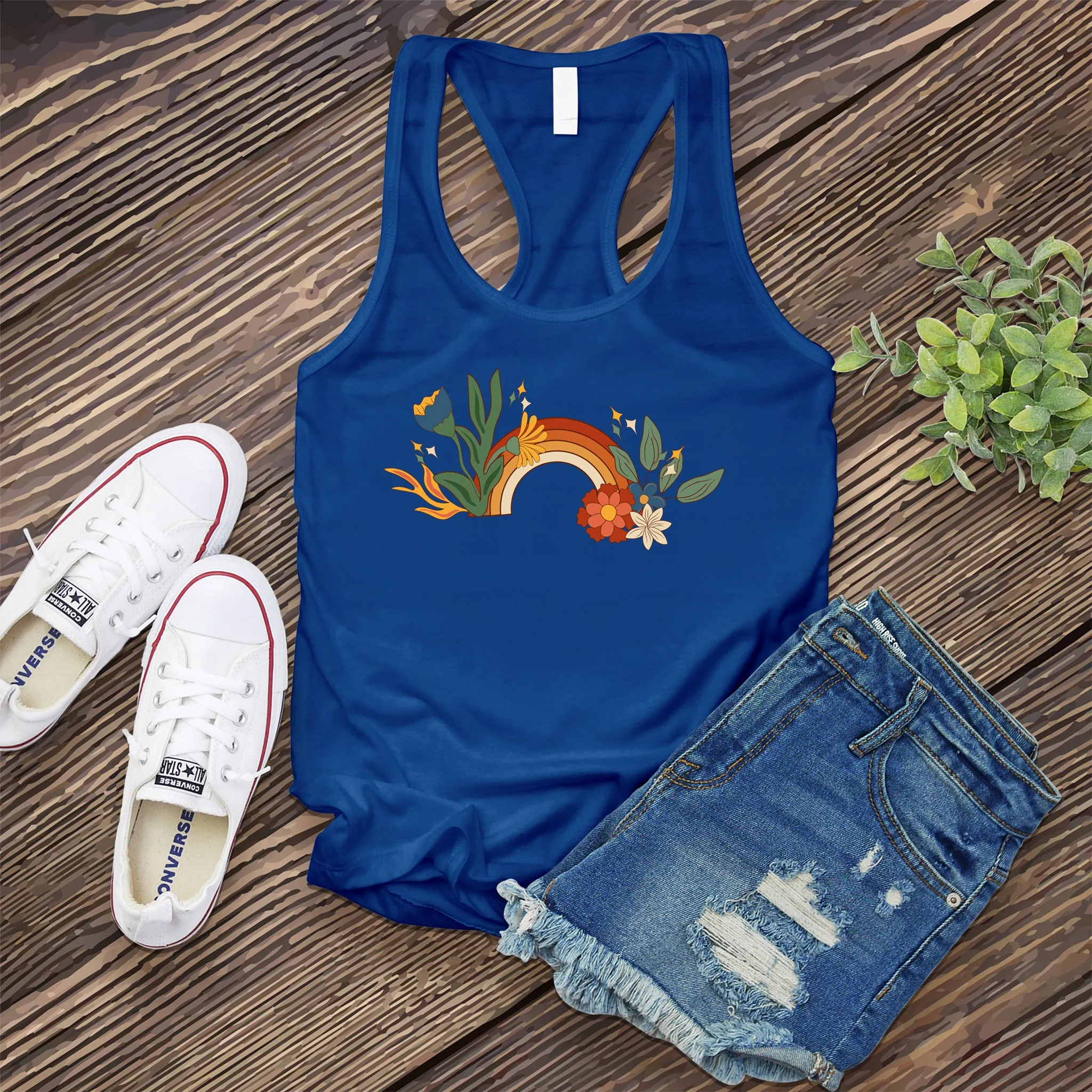 Vintage Floral Rainbow Women's Tank Top