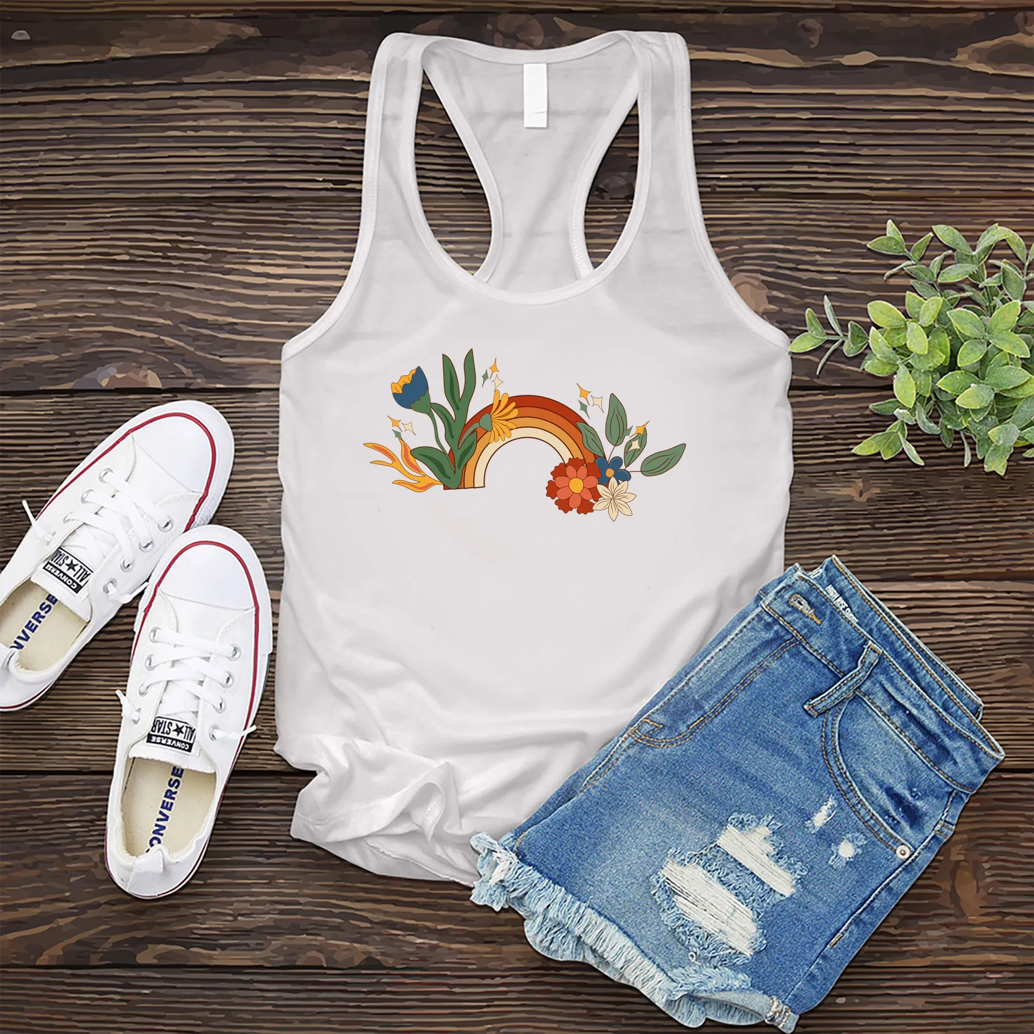 Vintage Floral Rainbow Women's Tank Top