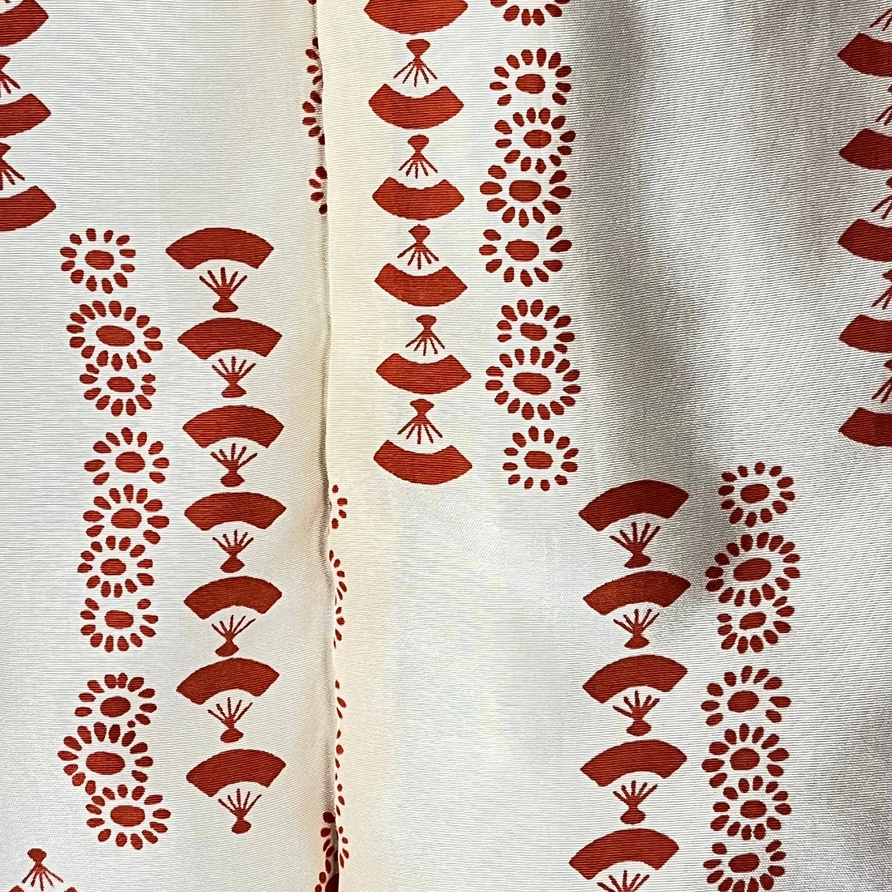 Vintage Japanese Silk Haori Coat in Shibori Tie-dye Bright Red Fan Pattern 28"L